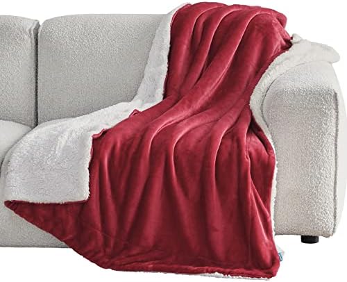GentleSoft Sherpa Fleece Throw Blanket Twin Size for Couch - Thick and Warm Throw for Women and Men, Soft Fuzzy Plush Blanke for Winter, Grey, 60x80 Inches