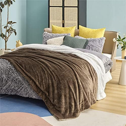 GentleSoft Sherpa Fleece Throw Blanket Twin Size for Couch - Thick and Warm Throw for Women and Men, Soft Fuzzy Plush Blanke for Winter, Grey, 60x80 Inches