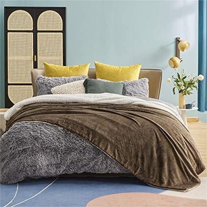 GentleSoft Sherpa Fleece Throw Blanket Twin Size for Couch - Thick and Warm Throw for Women and Men, Soft Fuzzy Plush Blanke for Winter, Grey, 60x80 Inches