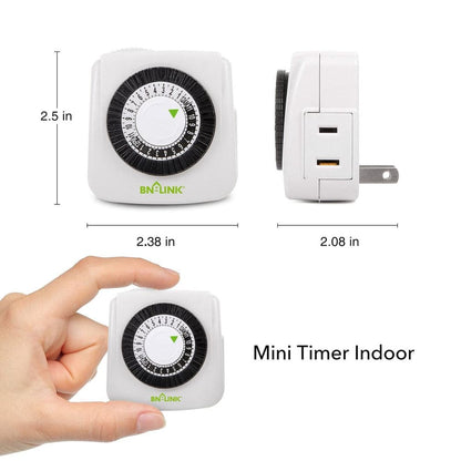 Indoor 24-Hour Mechanical Outlet Timer, 2 Prong