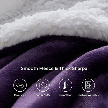 GentleSoft Sherpa Fleece Throw Blanket Twin Size for Couch - Thick and Warm Throw for Women and Men, Soft Fuzzy Plush Blanke for Winter, Grey, 60x80 Inches