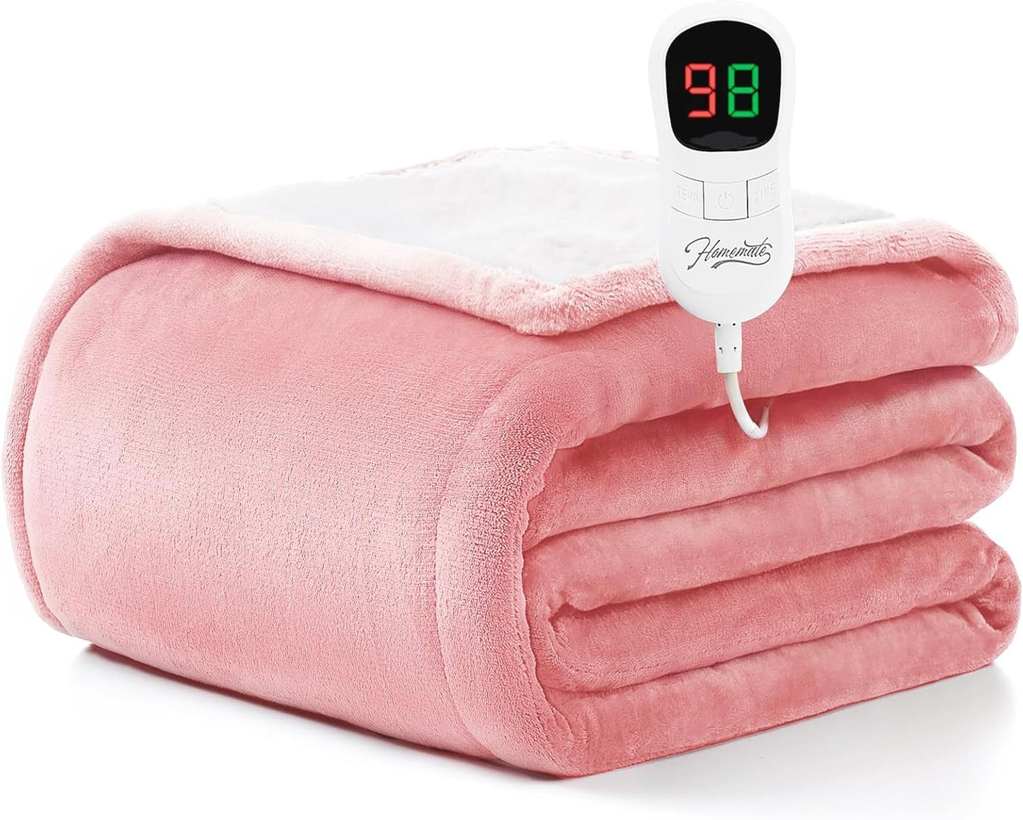 Heated Blanket Electric Throw - 50"x60" Heating Blanket Throw 1/2/4/6/8 Hours Auto-Off 10 Heat Level Over-Heat Protection Flannel Sherpa ETL Certification