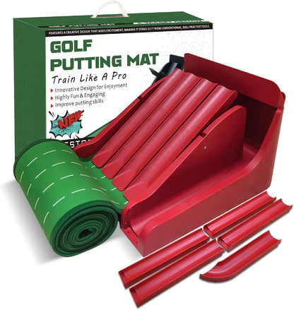 Golf Putting Mat with Fun 4 Flips for Uphill Putting Function | Perfect Your Putting Skills | Fun Golf Putting Green Game for Home, Office, ndoor & Outdoor Practice | Golfing Gifts for Men&Women