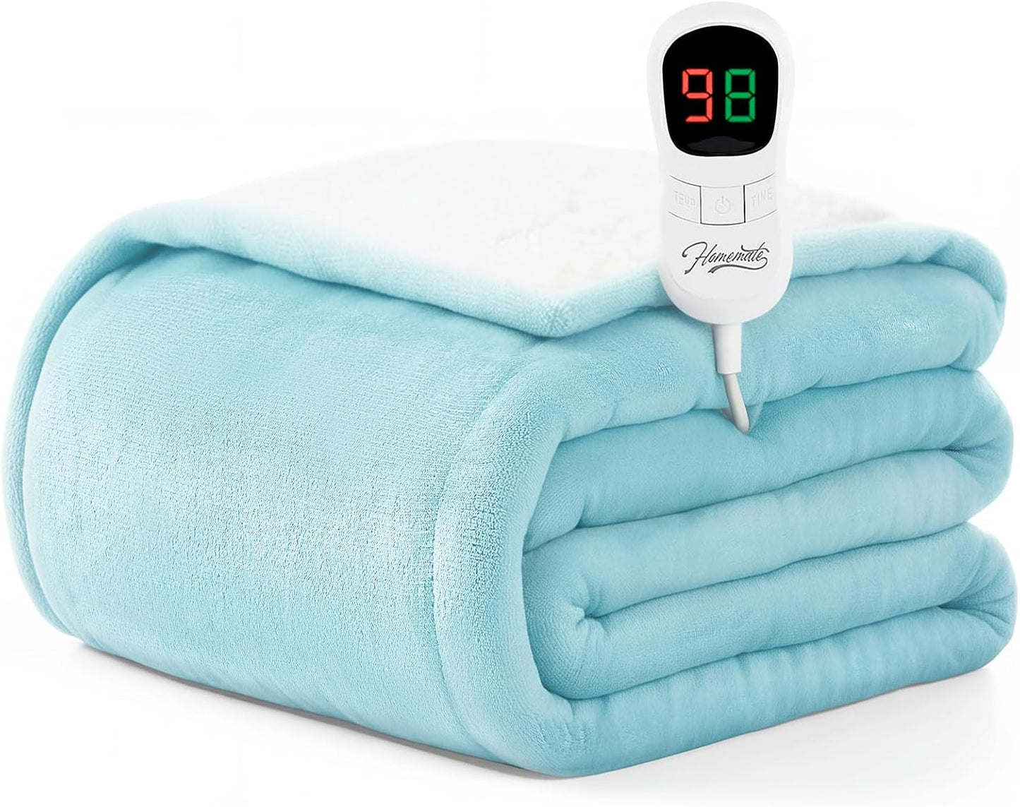 Heated Blanket Electric Throw - 50"x60" Heating Blanket Throw 1/2/4/6/8 Hours Auto-Off 10 Heat Level Over-Heat Protection Flannel Sherpa ETL Certification