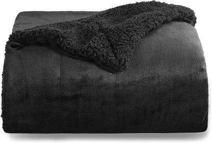 GentleSoft Sherpa Fleece Throw Blanket Twin Size for Couch - Thick and Warm Throw for Women and Men, Soft Fuzzy Plush Blanke for Winter, Grey, 60x80 Inches