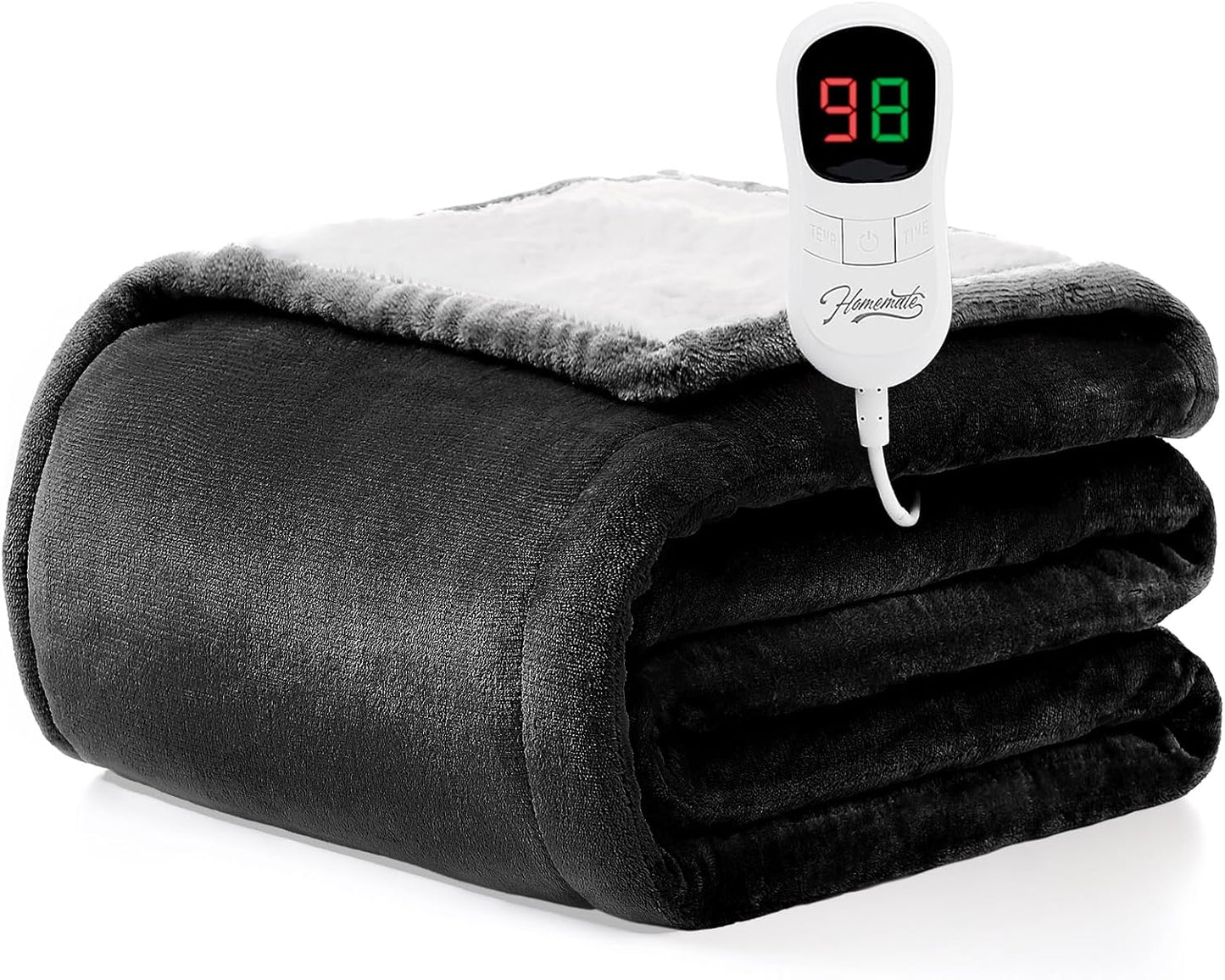 Heated Blanket Electric Throw - 50"x60" Heating Blanket Throw 1/2/4/6/8 Hours Auto-Off 10 Heat Level Over-Heat Protection Flannel Sherpa ETL Certification