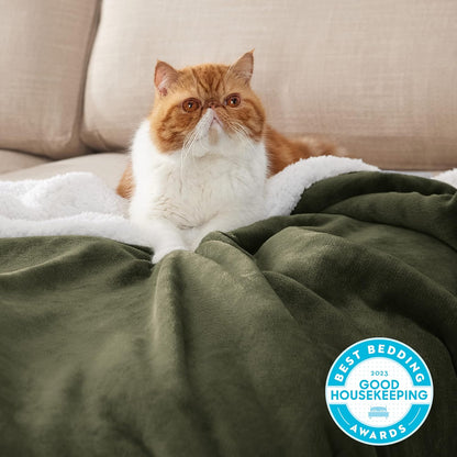 GentleSoft Sherpa Fleece Throw Blanket Twin Size for Couch - Thick and Warm Throw for Women and Men, Soft Fuzzy Plush Blanke for Winter, Grey, 60x80 Inches