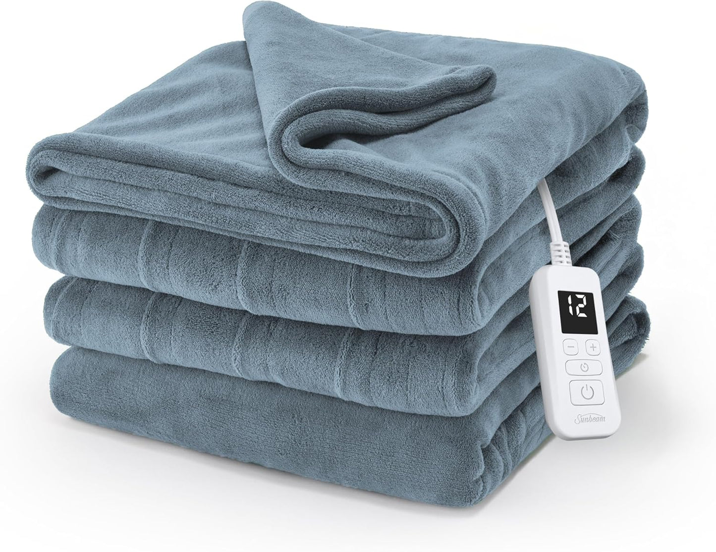 Electric Royal Luxe Microplush Heated Blanket, 12 Heat Settings, 12-Hour Auto Shut-Off, Fast Heating, Warm & Cozy, Machine Washable, Dove Gray Color, Full (84" x 72")