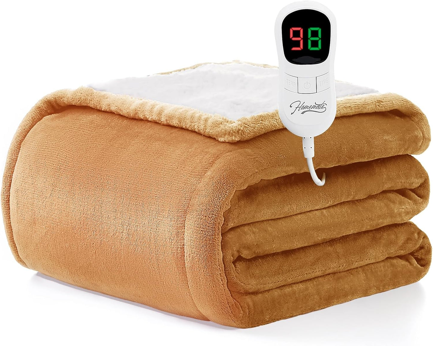 Heated Blanket Electric Throw - 50"x60" Heating Blanket Throw 1/2/4/6/8 Hours Auto-Off 10 Heat Level Over-Heat Protection Flannel Sherpa ETL Certification
