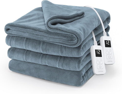 Electric Royal Luxe Microplush Heated Blanket, 12 Heat Settings, 12-Hour Auto Shut-Off, Fast Heating, Warm & Cozy, Machine Washable, Dove Gray Color, Full (84" x 72")