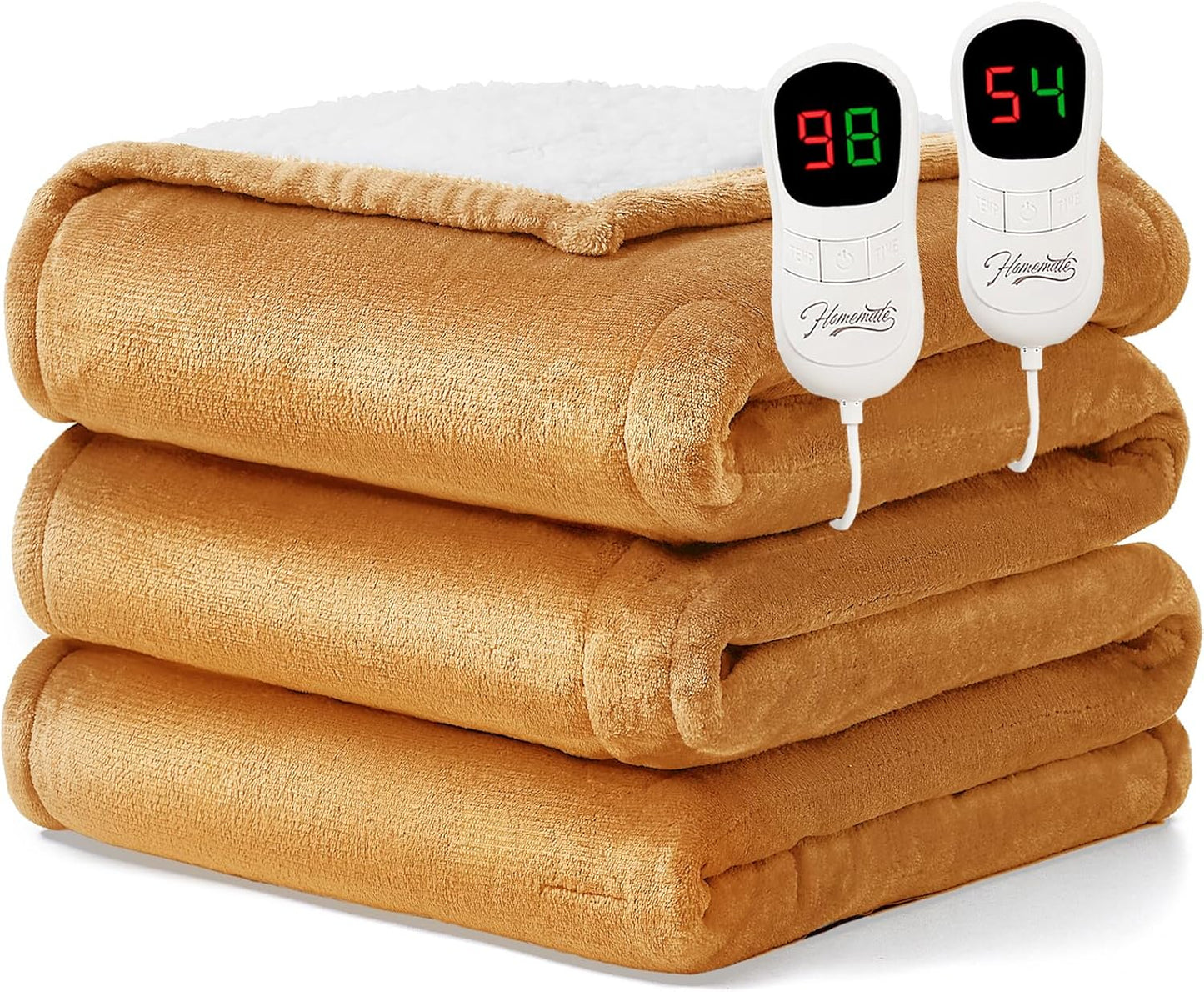 Heated Blanket Electric Throw - 50"x60" Heating Blanket Throw 1/2/4/6/8 Hours Auto-Off 10 Heat Level Over-Heat Protection Flannel Sherpa ETL Certification