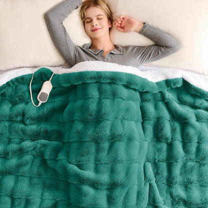 Heated Blanket Electric Throw - 50"x60" Heating Blanket Throw 1/2/4/6/8 Hours Auto-Off 10 Heat Level Over-Heat Protection Flannel Sherpa ETL Certification