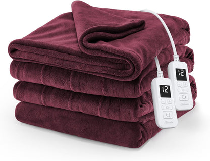 Electric Royal Luxe Microplush Heated Blanket, 12 Heat Settings, 12-Hour Auto Shut-Off, Fast Heating, Warm & Cozy, Machine Washable, Dove Gray Color, Full (84" x 72")