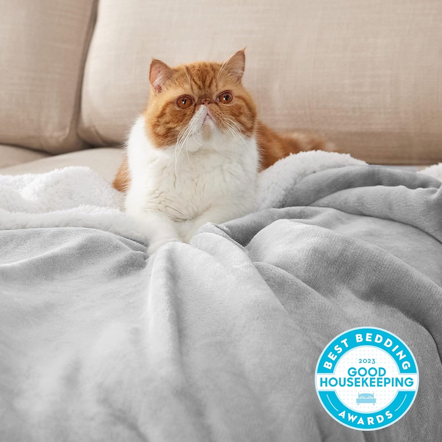 GentleSoft Sherpa Fleece Throw Blanket Twin Size for Couch - Thick and Warm Throw for Women and Men, Soft Fuzzy Plush Blanke for Winter, Grey, 60x80 Inches