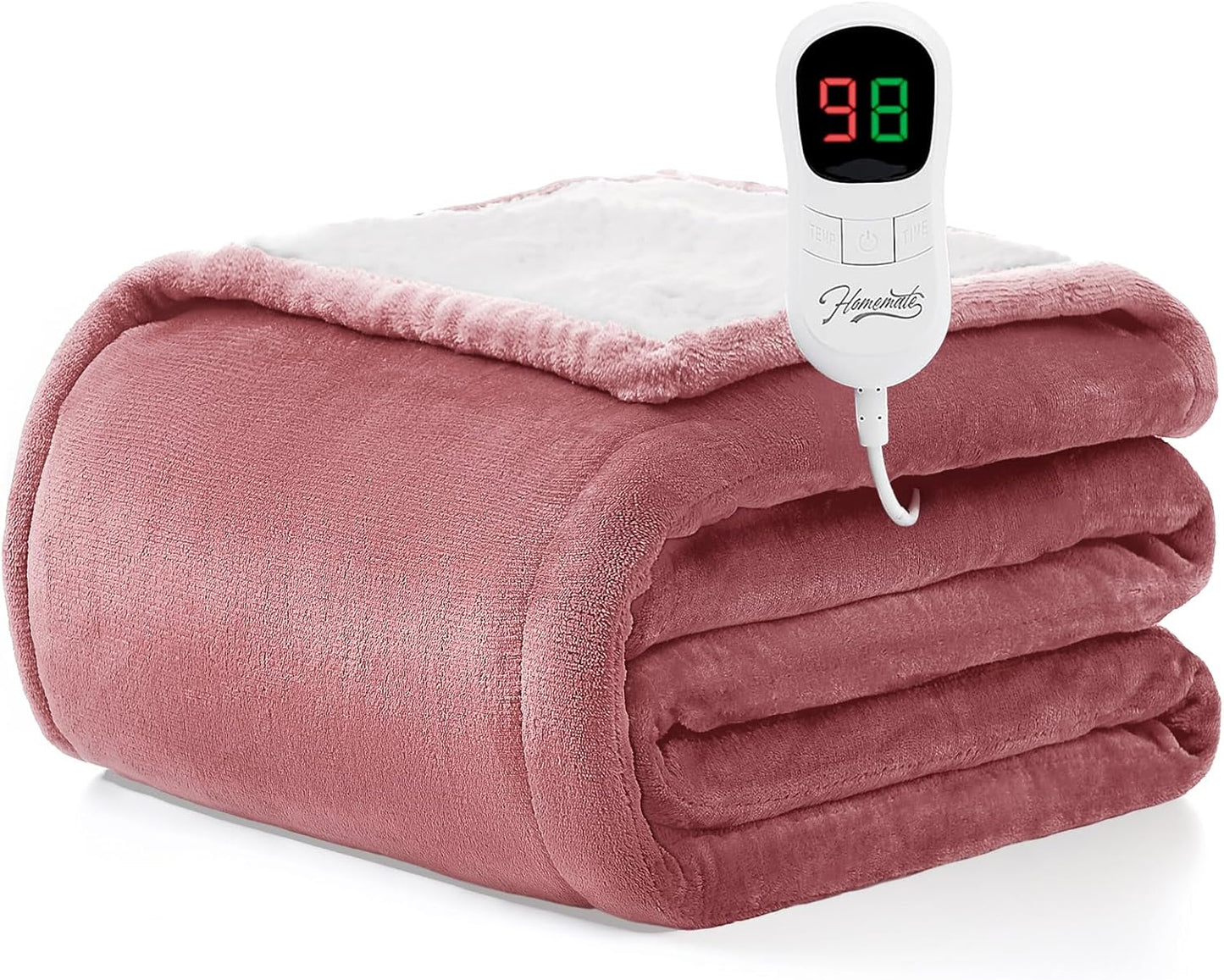Heated Blanket Electric Throw - 50"x60" Heating Blanket Throw 1/2/4/6/8 Hours Auto-Off 10 Heat Level Over-Heat Protection Flannel Sherpa ETL Certification