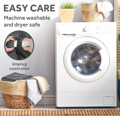 Electric Royal Luxe Microplush Heated Blanket, 12 Heat Settings, 12-Hour Auto Shut-Off, Fast Heating, Warm & Cozy, Machine Washable, Dove Gray Color, Full (84" x 72")