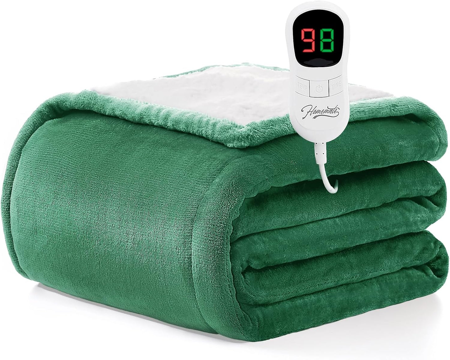 Heated Blanket Electric Throw - 50"x60" Heating Blanket Throw 1/2/4/6/8 Hours Auto-Off 10 Heat Level Over-Heat Protection Flannel Sherpa ETL Certification