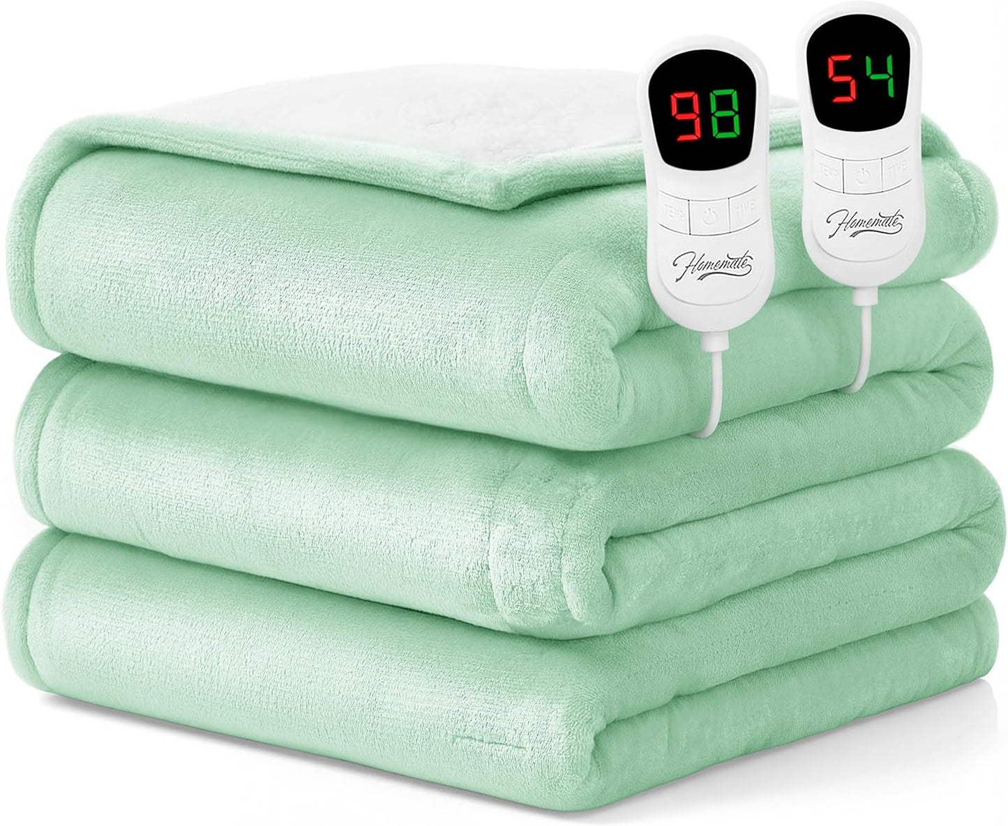 Heated Blanket Electric Throw - 50"x60" Heating Blanket Throw 1/2/4/6/8 Hours Auto-Off 10 Heat Level Over-Heat Protection Flannel Sherpa ETL Certification