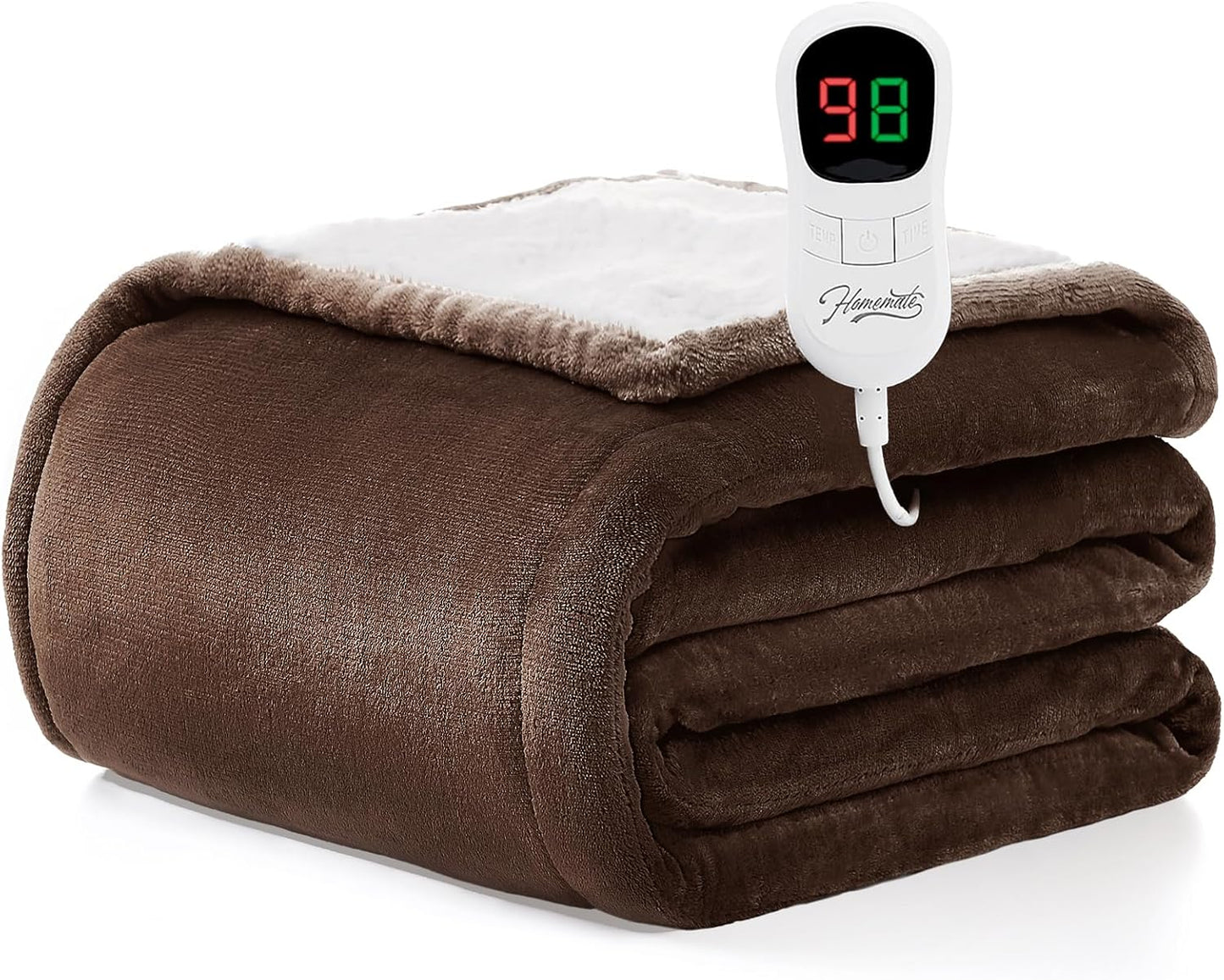Heated Blanket Electric Throw - 50"x60" Heating Blanket Throw 1/2/4/6/8 Hours Auto-Off 10 Heat Level Over-Heat Protection Flannel Sherpa ETL Certification