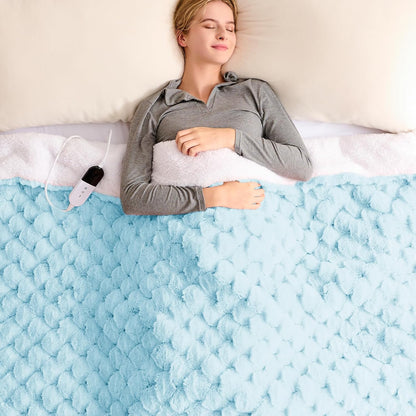 Heated Blanket Electric Throw - 50"x60" Heating Blanket Throw 1/2/4/6/8 Hours Auto-Off 10 Heat Level Over-Heat Protection Flannel Sherpa ETL Certification