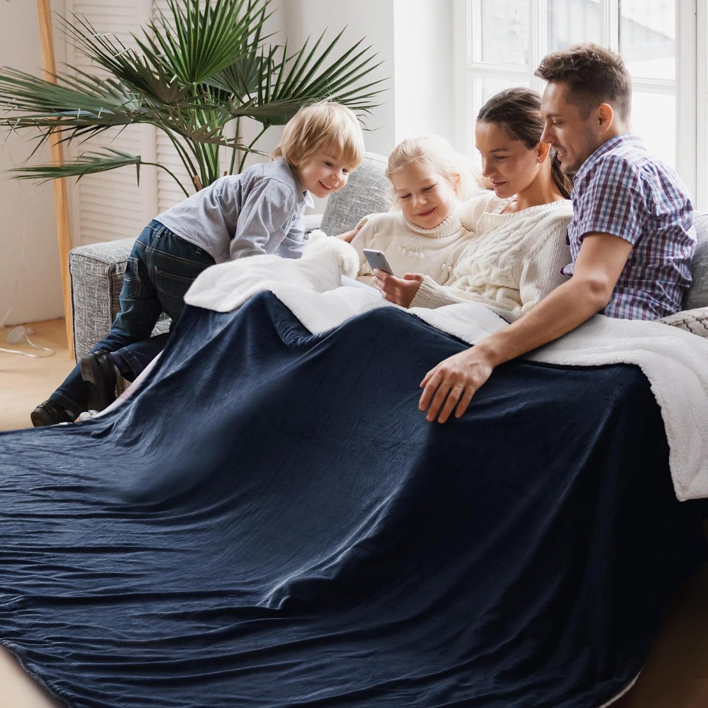 GentleSoft Sherpa Fleece Throw Blanket Twin Size for Couch - Thick and Warm Throw for Women and Men, Soft Fuzzy Plush Blanke for Winter, Grey, 60x80 Inches