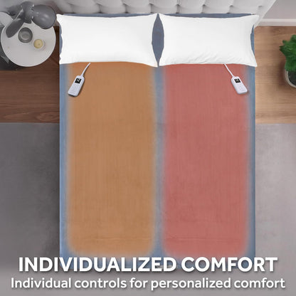 Electric Royal Luxe Microplush Heated Blanket, 12 Heat Settings, 12-Hour Auto Shut-Off, Fast Heating, Warm & Cozy, Machine Washable, Dove Gray Color, Full (84" x 72")