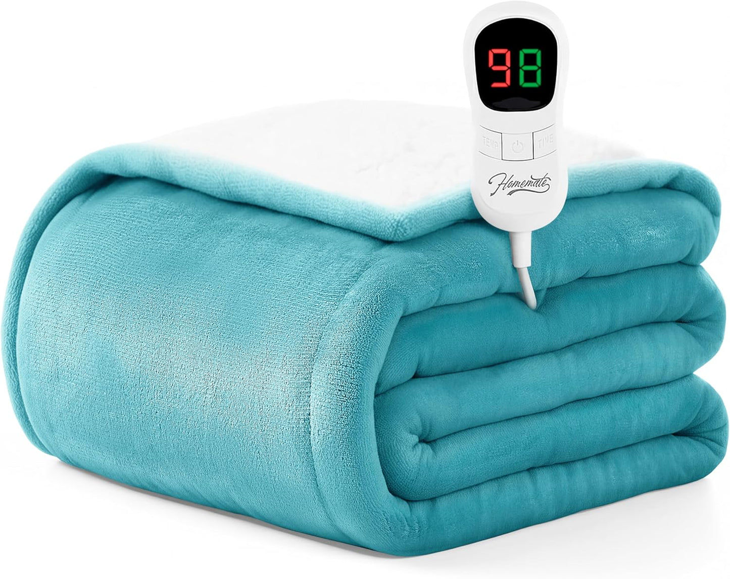 Heated Blanket Electric Throw - 50"x60" Heating Blanket Throw 1/2/4/6/8 Hours Auto-Off 10 Heat Level Over-Heat Protection Flannel Sherpa ETL Certification