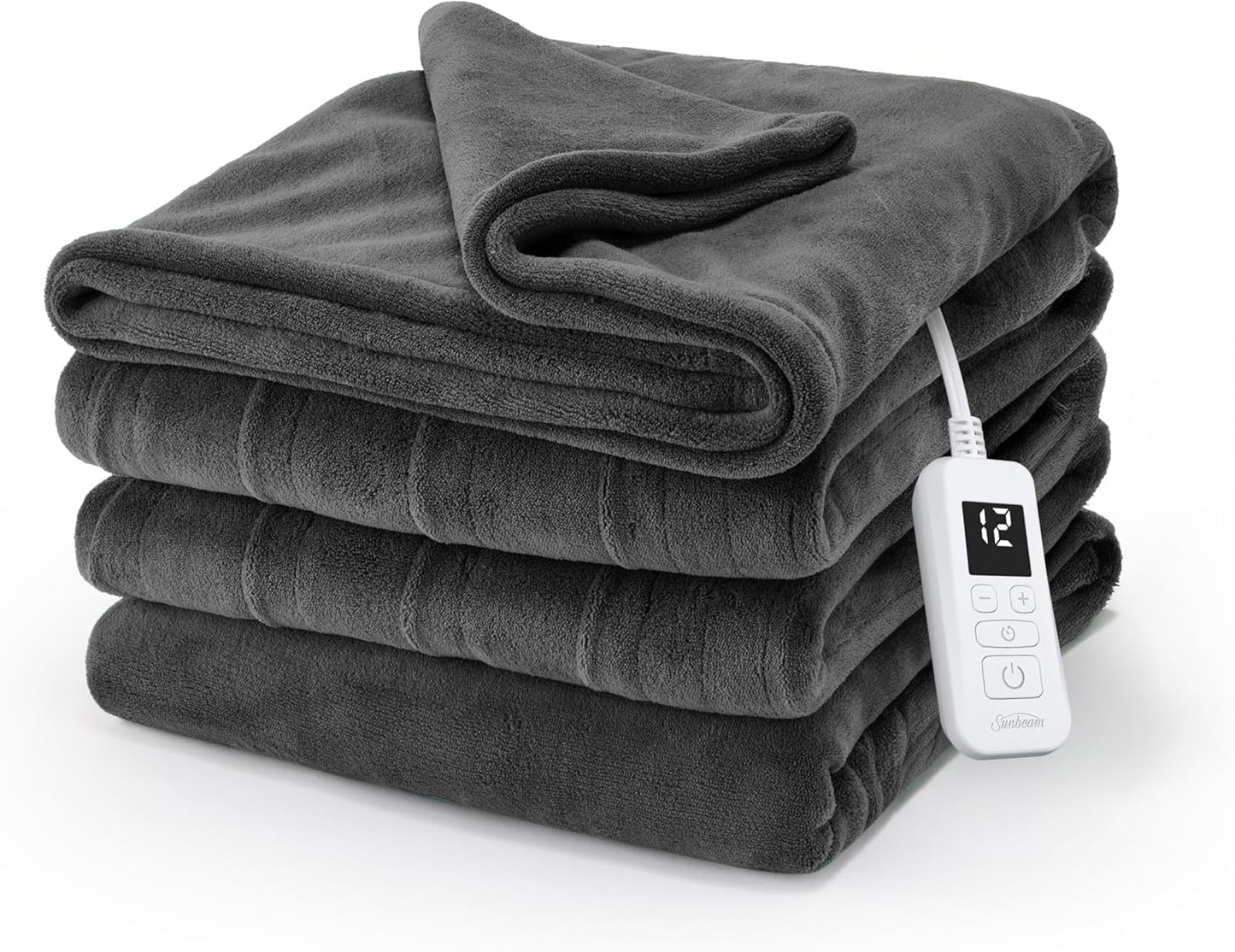 Electric Royal Luxe Microplush Heated Blanket, 12 Heat Settings, 12-Hour Auto Shut-Off, Fast Heating, Warm & Cozy, Machine Washable, Dove Gray Color, Full (84" x 72")
