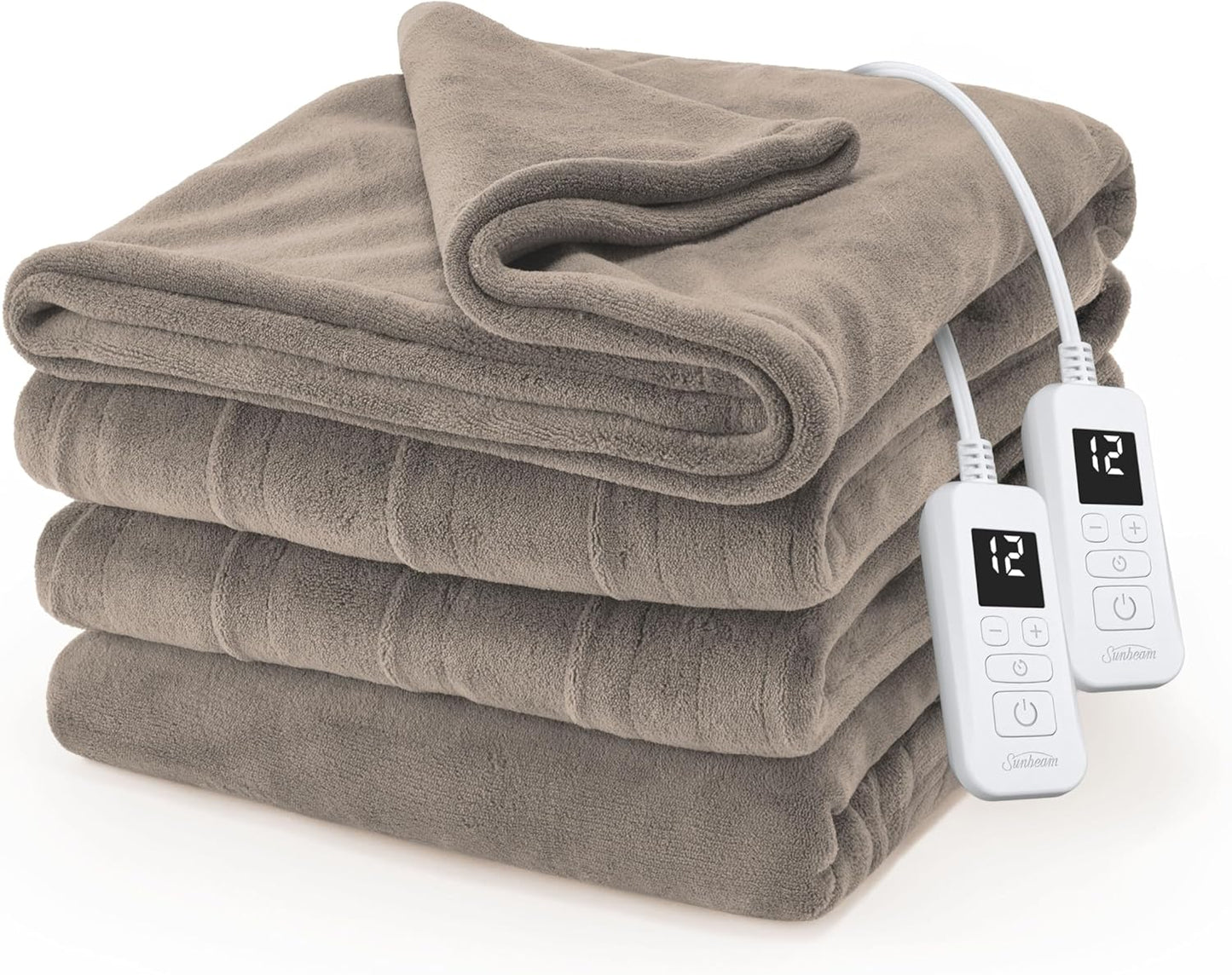 Electric Royal Luxe Microplush Heated Blanket, 12 Heat Settings, 12-Hour Auto Shut-Off, Fast Heating, Warm & Cozy, Machine Washable, Dove Gray Color, Full (84" x 72")