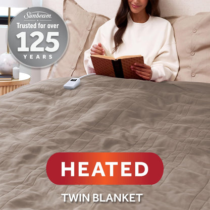 Electric Royal Luxe Microplush Heated Blanket, 12 Heat Settings, 12-Hour Auto Shut-Off, Fast Heating, Warm & Cozy, Machine Washable, Dove Gray Color, Full (84" x 72")