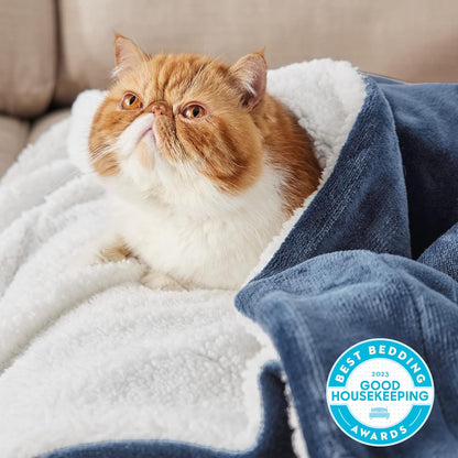 GentleSoft Sherpa Fleece Throw Blanket Twin Size for Couch - Thick and Warm Throw for Women and Men, Soft Fuzzy Plush Blanke for Winter, Grey, 60x80 Inches