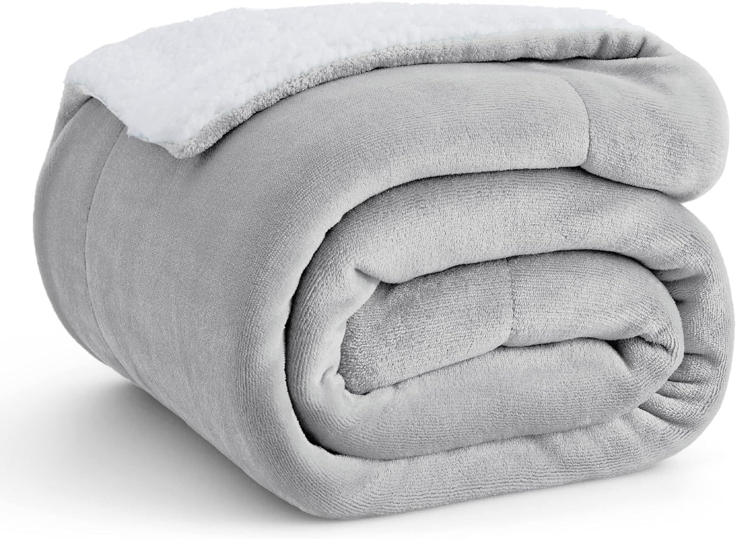 GentleSoft Sherpa Fleece Throw Blanket Twin Size for Couch - Thick and Warm Throw for Women and Men, Soft Fuzzy Plush Blanke for Winter, Grey, 60x80 Inches