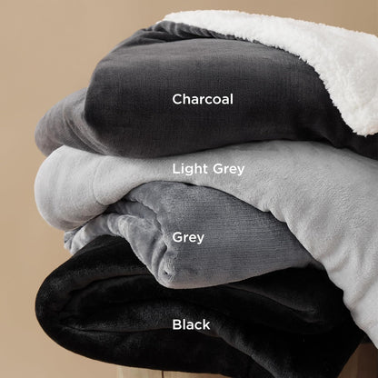 GentleSoft Sherpa Fleece Throw Blanket Twin Size for Couch - Thick and Warm Throw for Women and Men, Soft Fuzzy Plush Blanke for Winter, Grey, 60x80 Inches