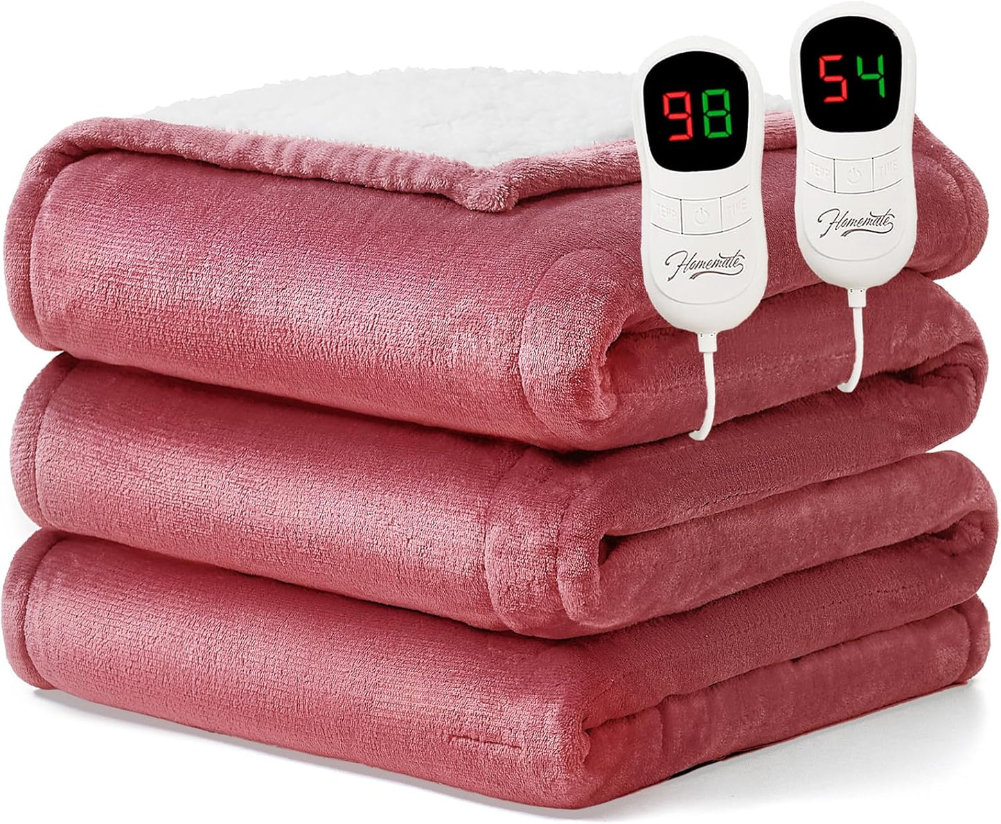 Heated Blanket Electric Throw - 50"x60" Heating Blanket Throw 1/2/4/6/8 Hours Auto-Off 10 Heat Level Over-Heat Protection Flannel Sherpa ETL Certification