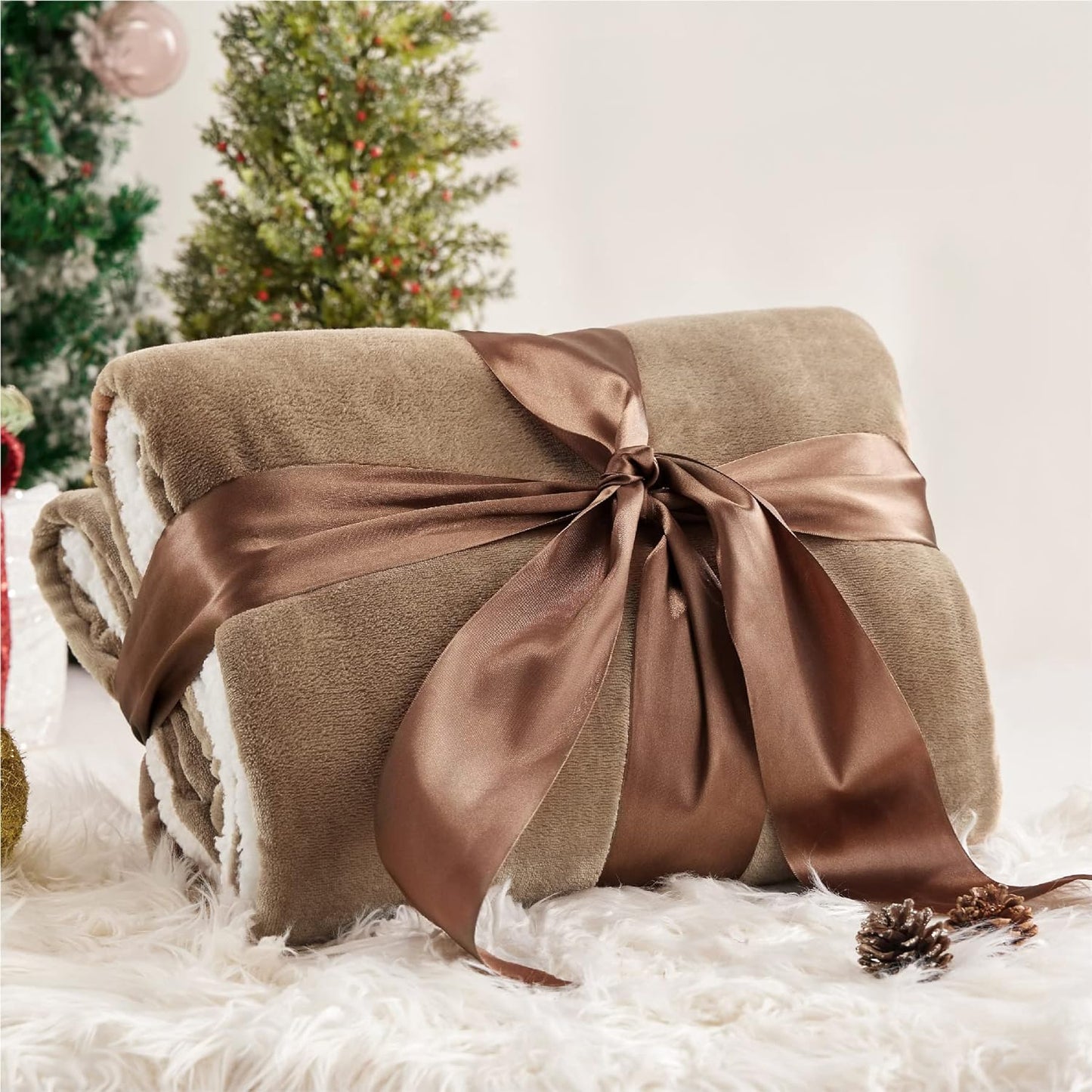 GentleSoft Sherpa Fleece Throw Blanket Twin Size for Couch - Thick and Warm Throw for Women and Men, Soft Fuzzy Plush Blanke for Winter, Grey, 60x80 Inches