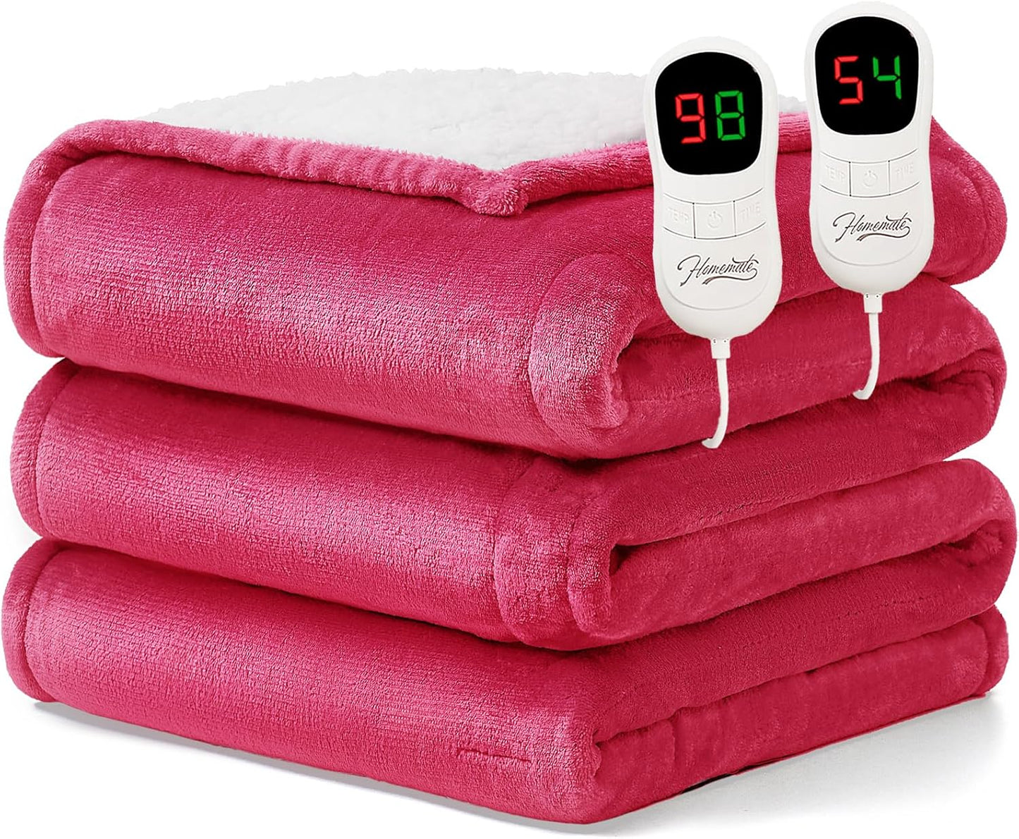 Heated Blanket Electric Throw - 50"x60" Heating Blanket Throw 1/2/4/6/8 Hours Auto-Off 10 Heat Level Over-Heat Protection Flannel Sherpa ETL Certification