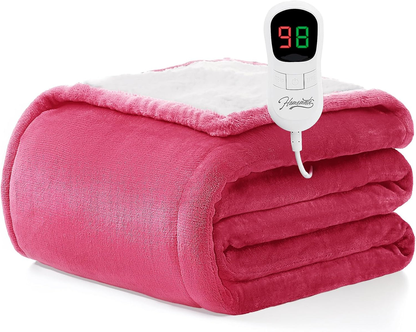 Heated Blanket Electric Throw - 50"x60" Heating Blanket Throw 1/2/4/6/8 Hours Auto-Off 10 Heat Level Over-Heat Protection Flannel Sherpa ETL Certification