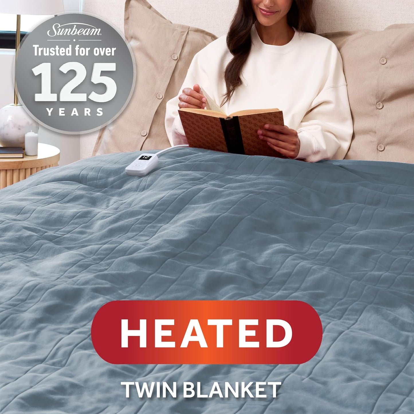 Electric Royal Luxe Microplush Heated Blanket, 12 Heat Settings, 12-Hour Auto Shut-Off, Fast Heating, Warm & Cozy, Machine Washable, Dove Gray Color, Full (84" x 72")