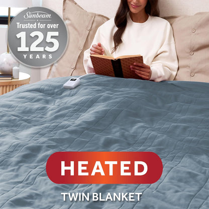 Electric Royal Luxe Microplush Heated Blanket, 12 Heat Settings, 12-Hour Auto Shut-Off, Fast Heating, Warm & Cozy, Machine Washable, Dove Gray Color, Full (84" x 72")