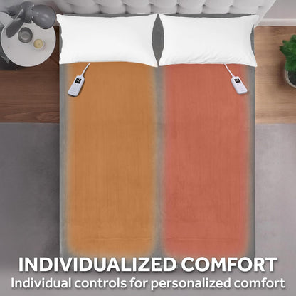 Electric Royal Luxe Microplush Heated Blanket, 12 Heat Settings, 12-Hour Auto Shut-Off, Fast Heating, Warm & Cozy, Machine Washable, Dove Gray Color, Full (84" x 72")