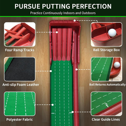 Golf Putting Mat with Fun 4 Flips for Uphill Putting Function | Perfect Your Putting Skills | Fun Golf Putting Green Game for Home, Office, ndoor & Outdoor Practice | Golfing Gifts for Men&Women