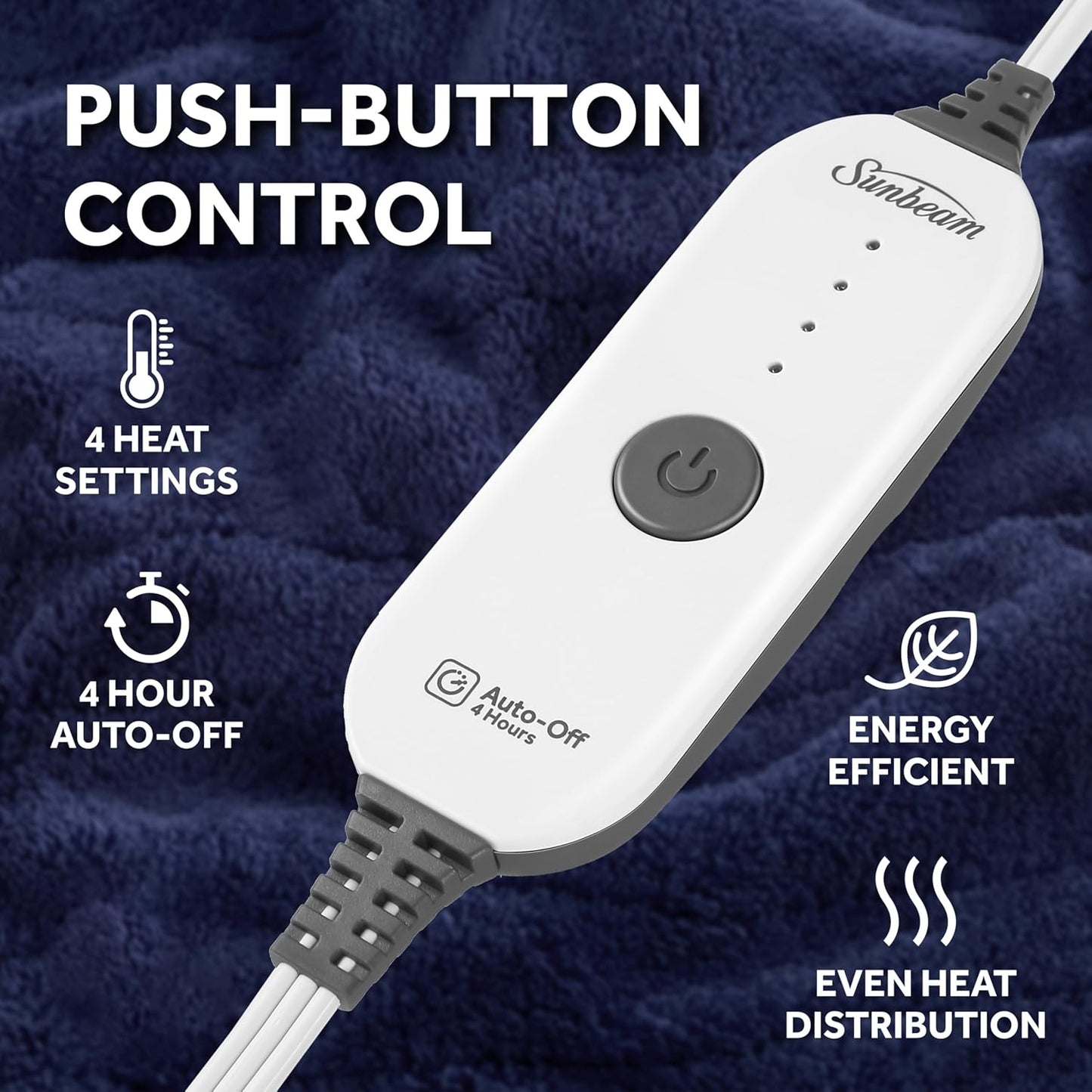 Electric Royal Luxe Microplush Heated Blanket, 12 Heat Settings, 12-Hour Auto Shut-Off, Fast Heating, Warm & Cozy, Machine Washable, Dove Gray Color, Full (84" x 72")