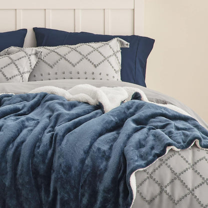 GentleSoft Sherpa Fleece Throw Blanket Twin Size for Couch - Thick and Warm Throw for Women and Men, Soft Fuzzy Plush Blanke for Winter, Grey, 60x80 Inches