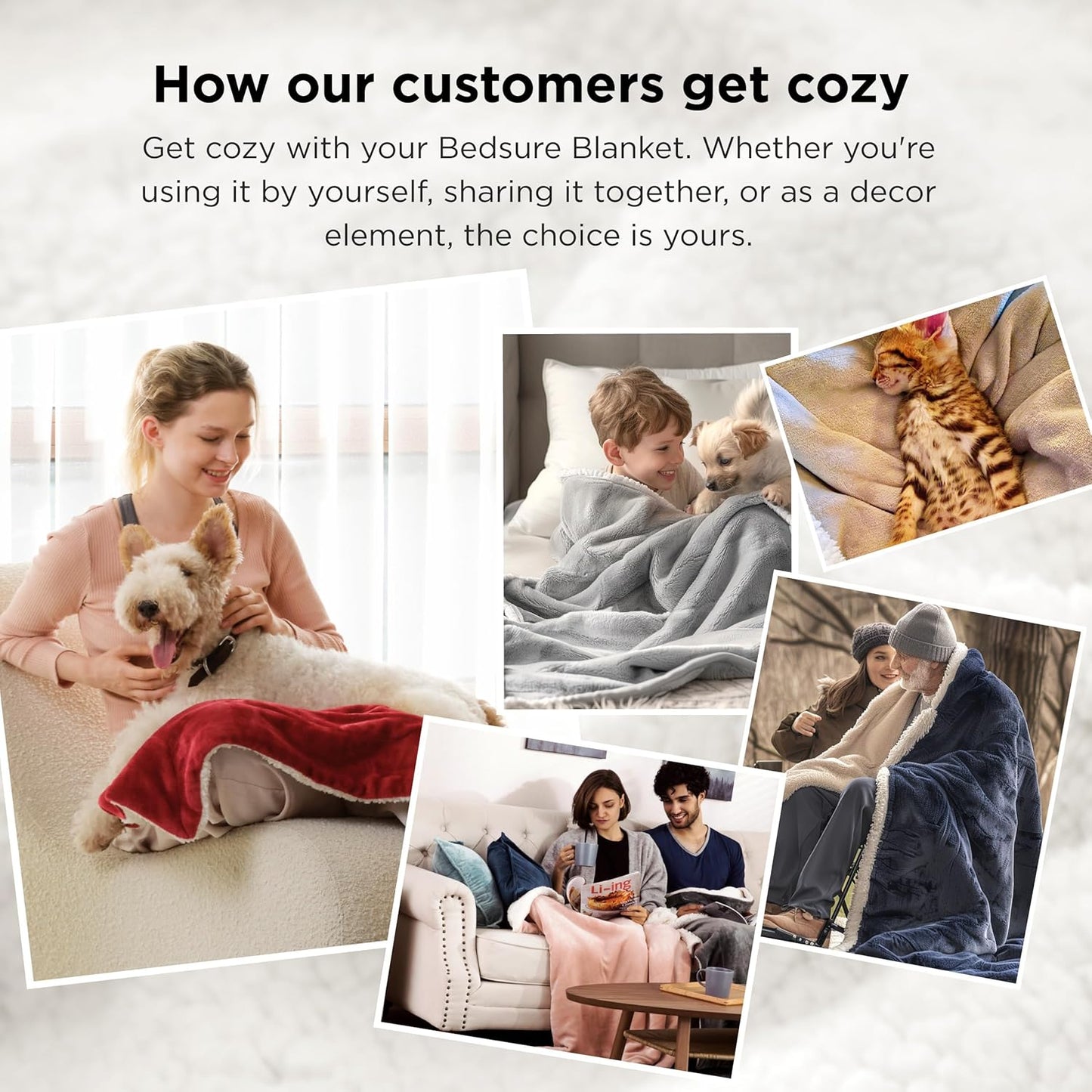 GentleSoft Sherpa Fleece Throw Blanket Twin Size for Couch - Thick and Warm Throw for Women and Men, Soft Fuzzy Plush Blanke for Winter, Grey, 60x80 Inches