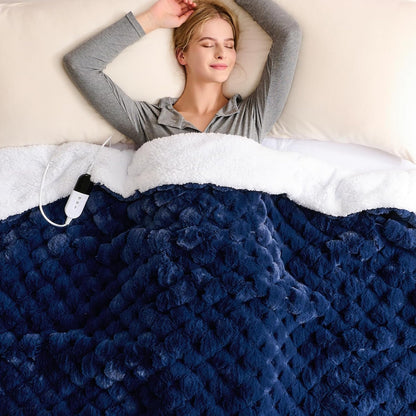 Heated Blanket Electric Throw - 50"x60" Heating Blanket Throw 1/2/4/6/8 Hours Auto-Off 10 Heat Level Over-Heat Protection Flannel Sherpa ETL Certification