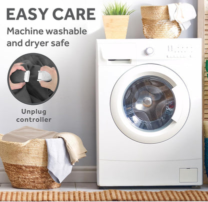 Electric Royal Luxe Microplush Heated Blanket, 12 Heat Settings, 12-Hour Auto Shut-Off, Fast Heating, Warm & Cozy, Machine Washable, Dove Gray Color, Full (84" x 72")