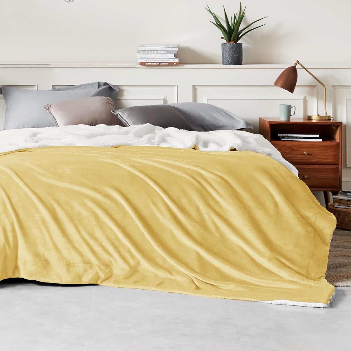 GentleSoft Sherpa Fleece Throw Blanket Twin Size for Couch - Thick and Warm Throw for Women and Men, Soft Fuzzy Plush Blanke for Winter, Grey, 60x80 Inches