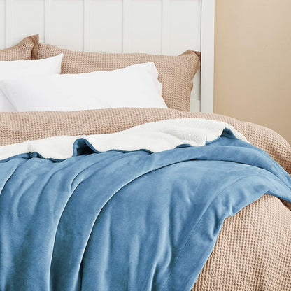 GentleSoft Sherpa Fleece Throw Blanket Twin Size for Couch - Thick and Warm Throw for Women and Men, Soft Fuzzy Plush Blanke for Winter, Grey, 60x80 Inches