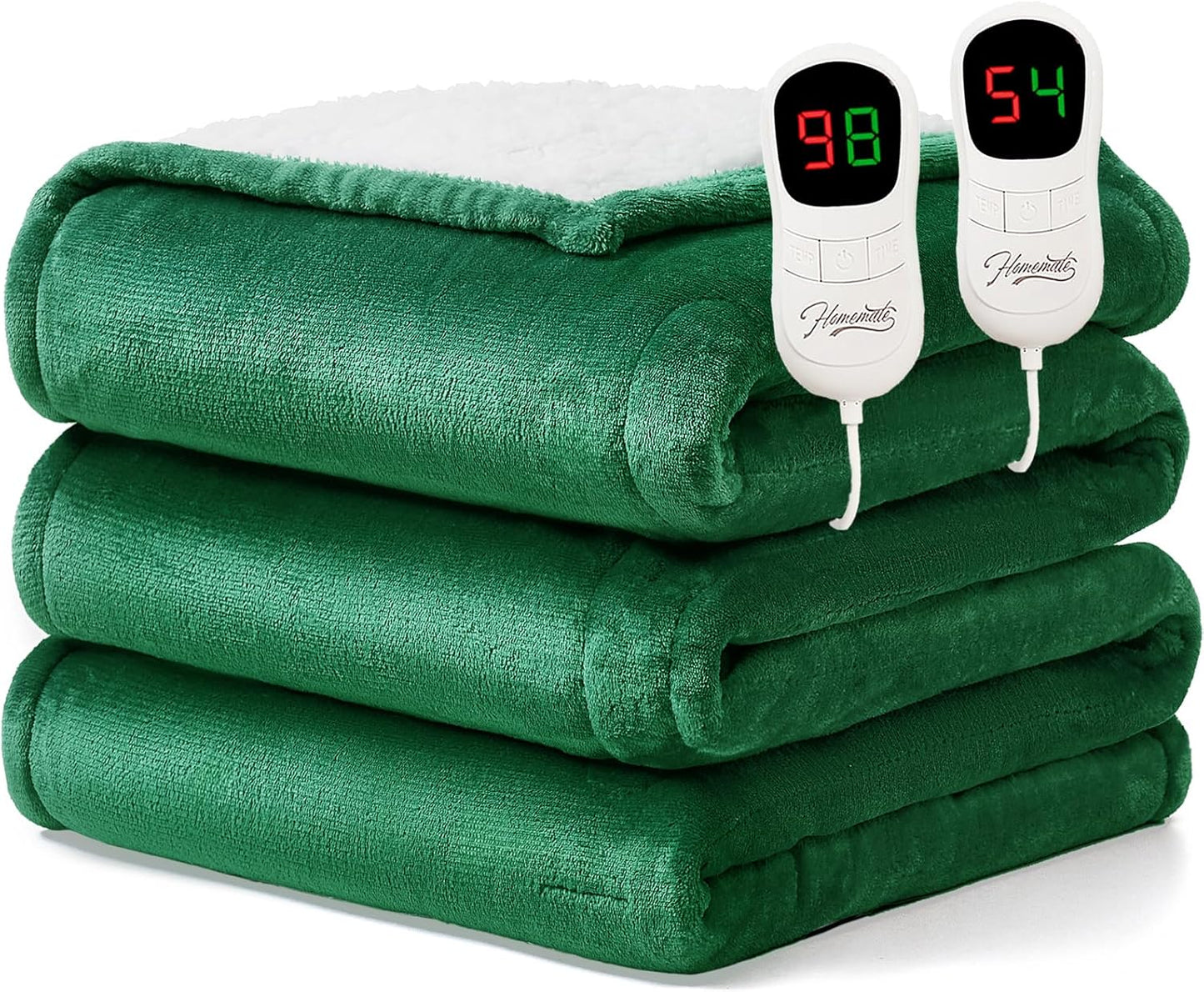Heated Blanket Electric Throw - 50"x60" Heating Blanket Throw 1/2/4/6/8 Hours Auto-Off 10 Heat Level Over-Heat Protection Flannel Sherpa ETL Certification