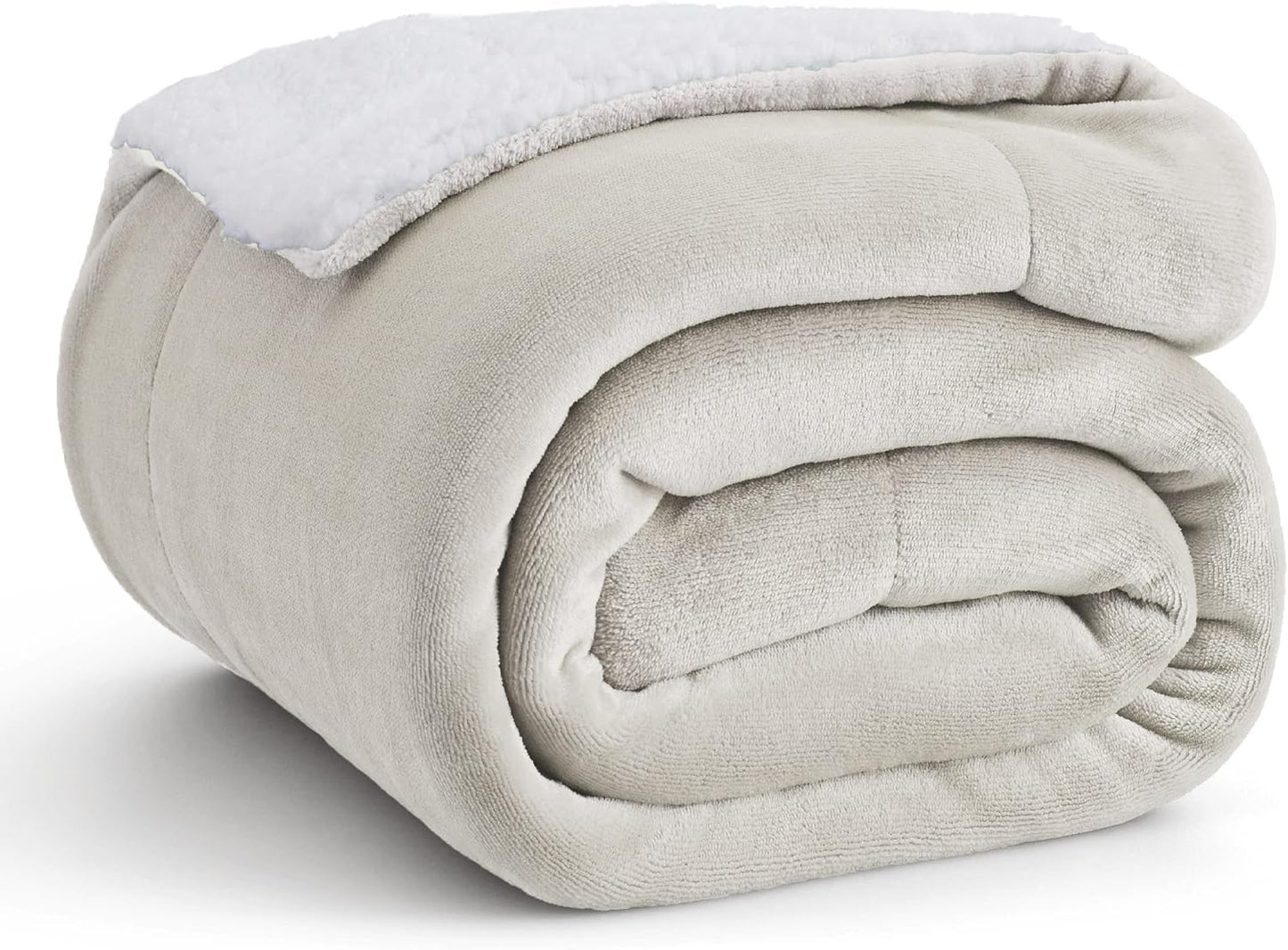 GentleSoft Sherpa Fleece Throw Blanket Twin Size for Couch - Thick and Warm Throw for Women and Men, Soft Fuzzy Plush Blanke for Winter, Grey, 60x80 Inches